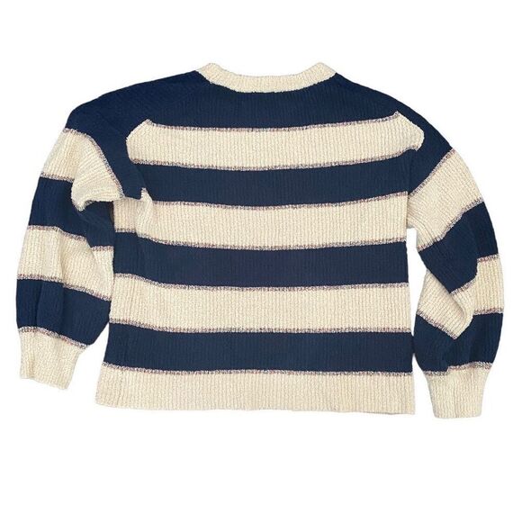 Madewell Women's Striped Crewneck Medium Long Sleeve Teddy bear sweater (J23) - Picture 2 of 8